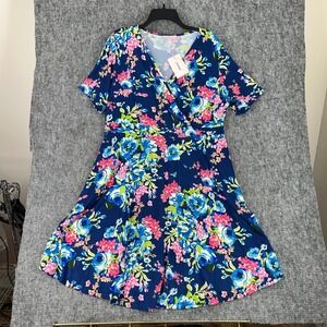 Ahlaray‎ Midi Dress 2X Floral Short Sleeve Whimsical Cottagecore Fairy Resort
